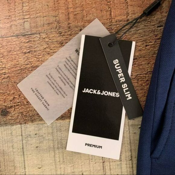 ASOS Jack and Jones premium slim fit stretch suit trousers in blue - 32x32 - Picture 4 of 10